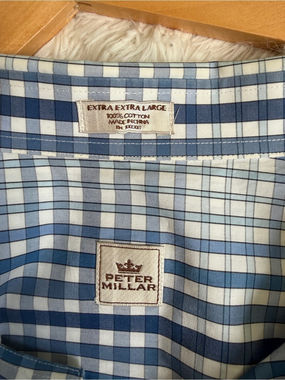 Peter Millar Blue Check XXL Button Down Collared Long Sleeve EUC - Picture 6 of 11
